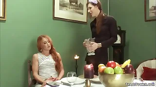 Shemale serving-wench bonking redhead tot